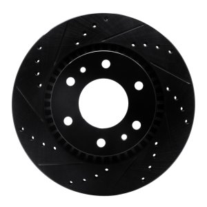 Buick Rainier Brake Rotor (1) - Front Left - R1 Concepts - Drilled & Slotted - Black - `06-`09